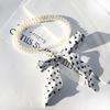 French spring and summer scarves, headbands, high-end feel, pearl necklace, scarf collarbone chain, creative straps, elegant necklaces