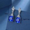 925 Sterling Silver Light Luxury Retro Multi-color Square Zircon Earrings Birthday Anniversary Wedding Party Gift