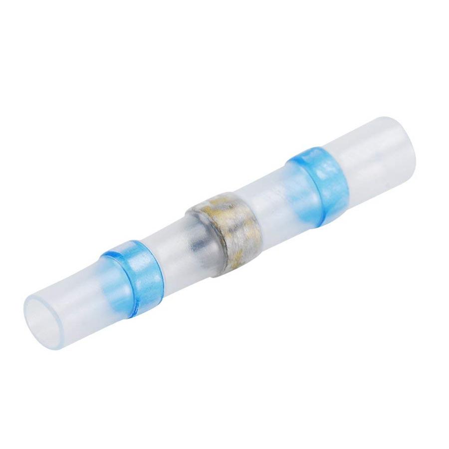 100 Pcs Blue Waterproof Car SUV Solder Sleeve Heat Shrink Terminals Kit 16-14AWG