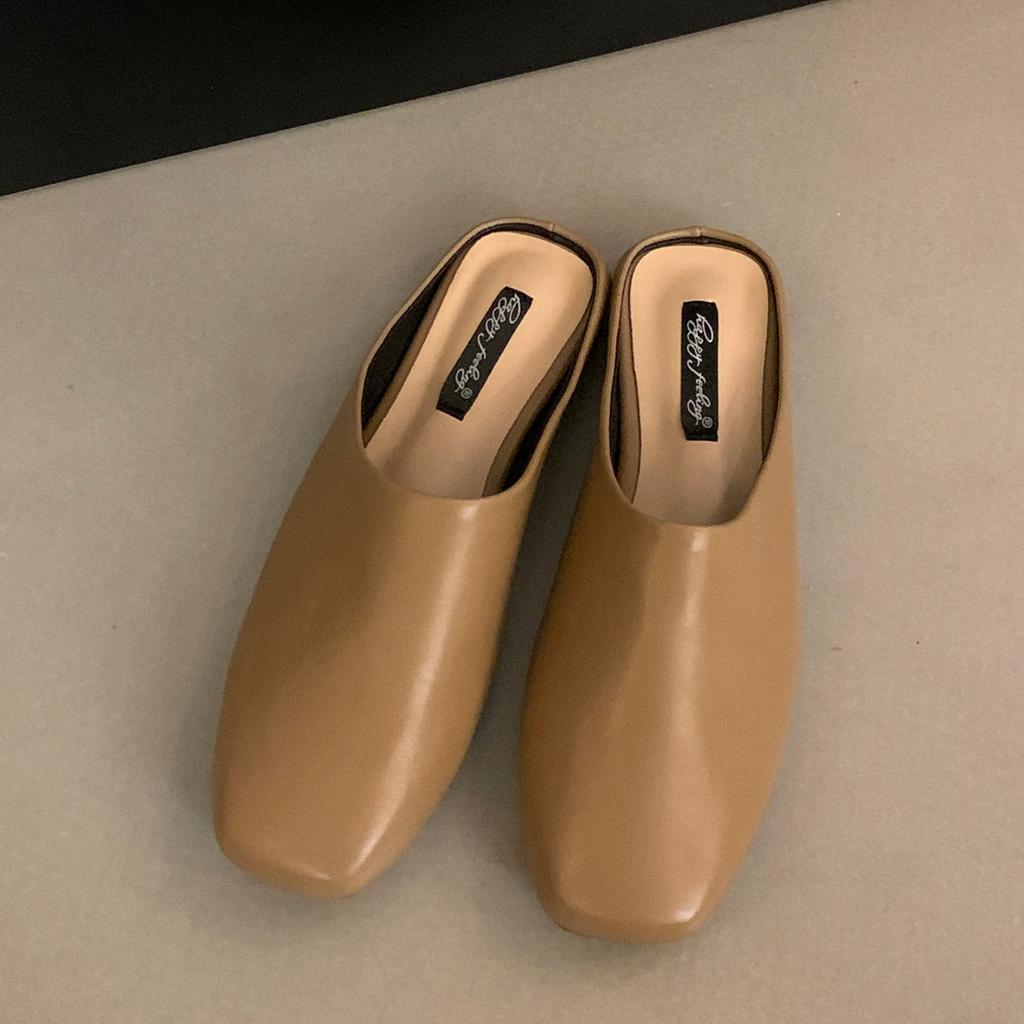 Bailamos Brand Women  Slippers Square Toe Sandals Mules Slippers Slides Women Simple Slippers Comfortable Office Mule Shoes Muje