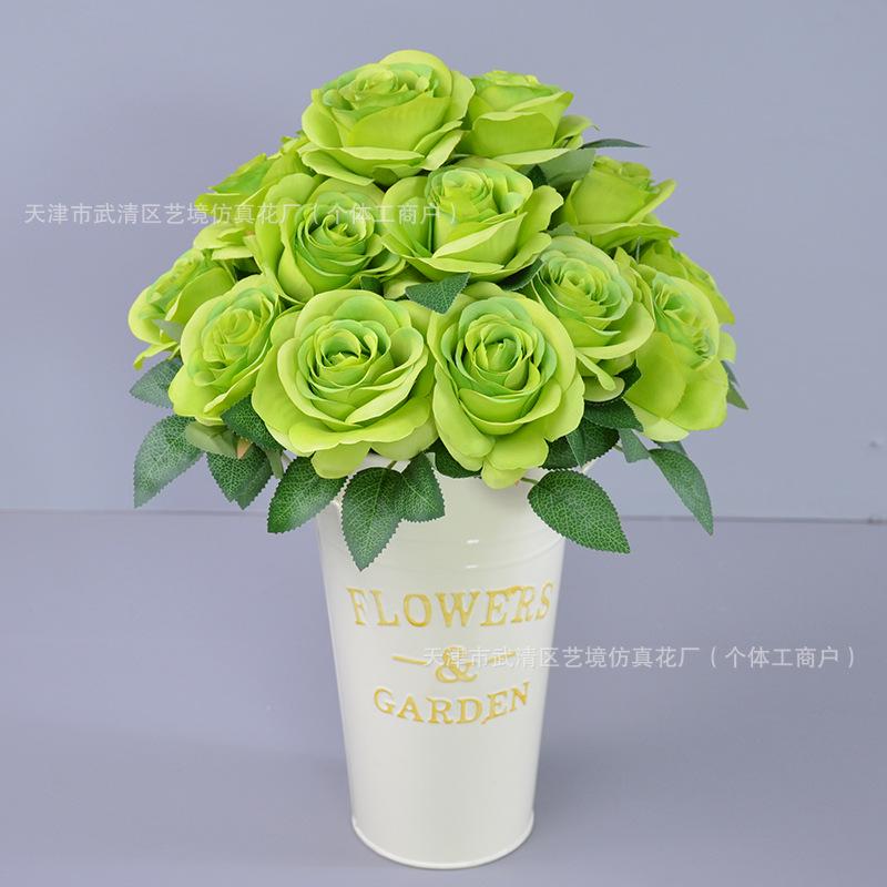 Artificial Dutch Rose Bouquet: 10 Heads for Wedding Hall & Bride's Decoration