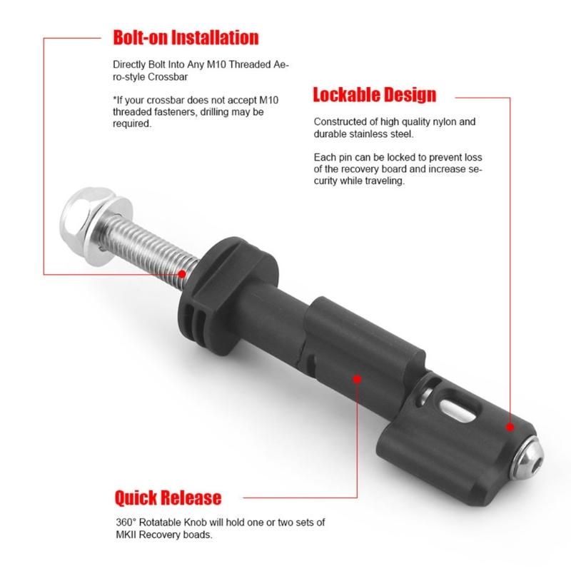 Mounting Pin Set for MaxTrax MKII Recovery Traction Boards, 4Pack Mounting Pins Lockable Safety Mount Pins,