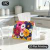 1pc Tissue Box, Bold Floral Colorful Blooms Joyful Pattern, 2D Flat Printing, Lightweight, Foldable, Tissue Bag, for Daily Use