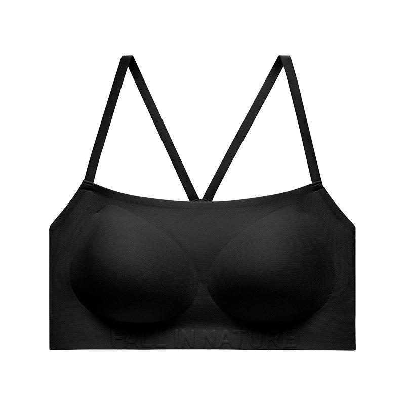 Thin silk seamless cross-back underwear, mulberry silk versatile anti-light collection breast bra M