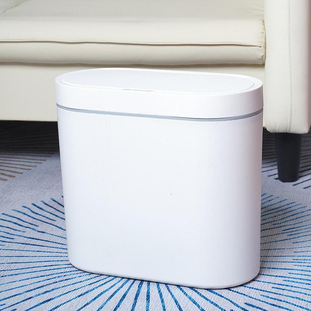 -Sensing Trash Can, Narrow Rectangular Bin, No Lid, Automatic Filling And Sealed Design