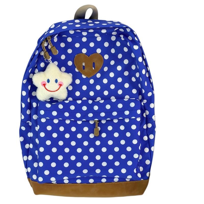Schoolbag New Korean Retro Polka Dot Backpack Campus Versatile Lightweight High School Student Schoolbag Women's Leisure Travel Backpack