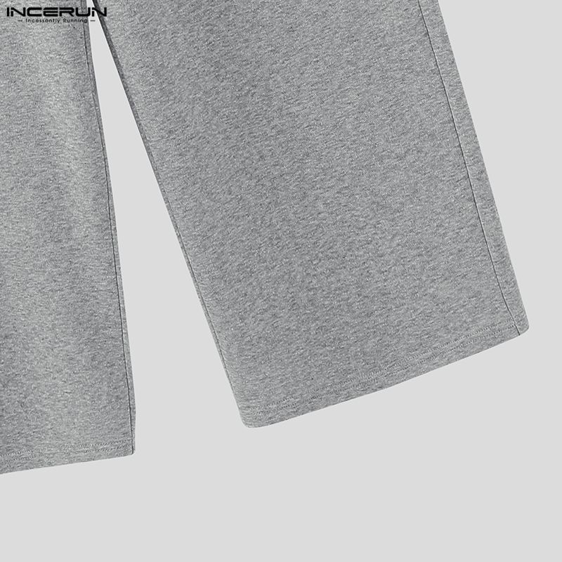 INCERUN Jarní Pánské Stahovací Elastický Pas Potisk Písmen Dlouhé Kalhoty Sportovní Kalhoty