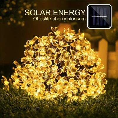 Solarbetriebene LED-Blütenlichter mit Kirschblüten 8 Modi Außen Garten Terrasse Balkon Dekorative Lichter für Feiertagsdekoration