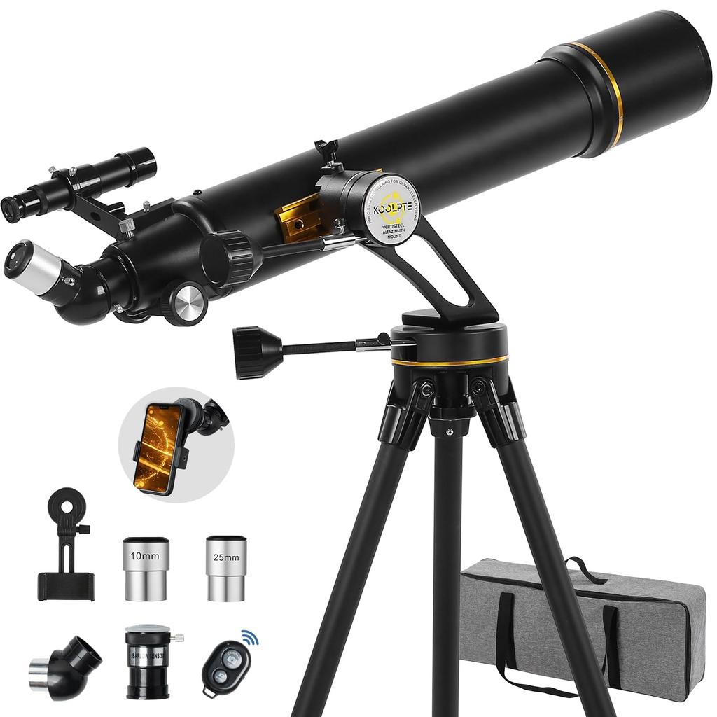 90mm Telescope, 700mm Aperture - Vertisteel AZ Mount Base, High-Precision Adjustment (28x-210x), Ideal for Astronomers, Adults & Kids, Travel