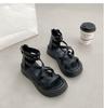 Women Sandals Summer Thick Soles Woven Versatile Back Zippered Casual Street Style
