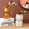Large Capacity Lucky Cat Ornaments Handicraft Resin Storage Rack Multi-purpose Cat Statue Office