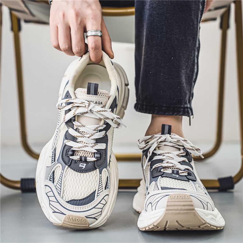Men's 2024 Summer Mesh Breathable Casual Thick-Soled Sporty Dad Shoes
