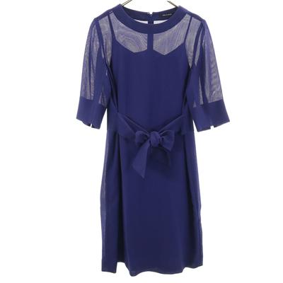 Made In Japan Five-quarter Sleeve One Piece 42 Blue Women Used