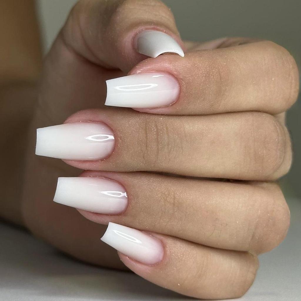 Exclusive Long Trapezoid White Wearable Nail Art Tips