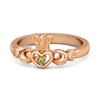 Peridot Claddagh Irish Heritage Symbol Ring - Sterling Silver Rose Gold Vermeil