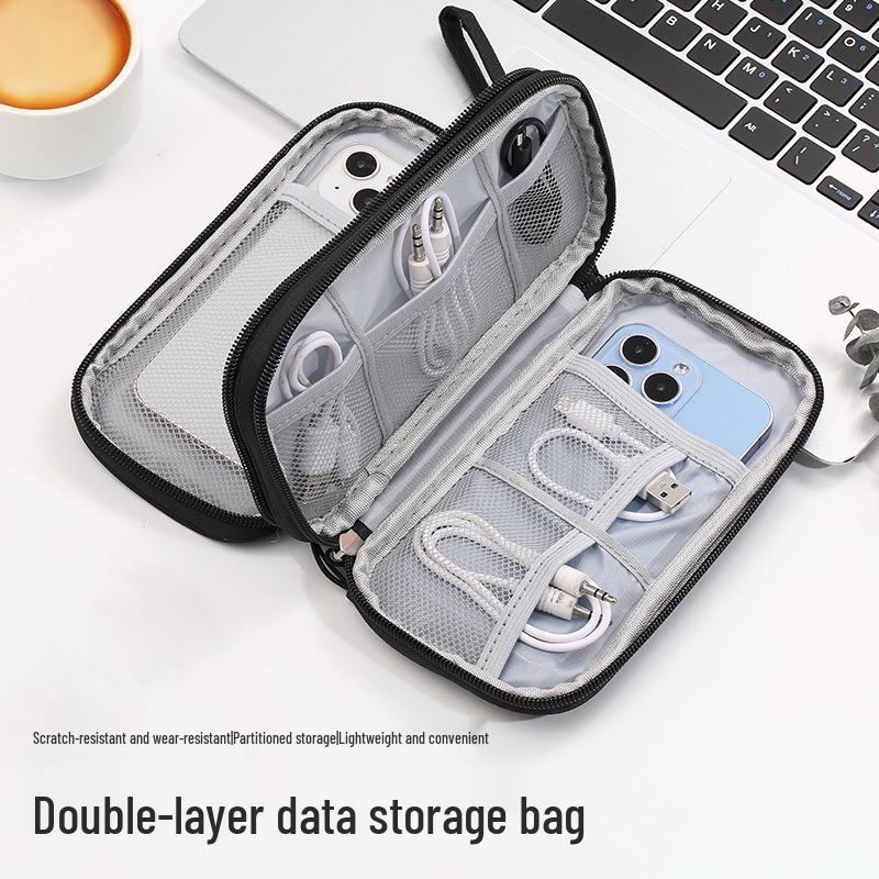 Frosted Yang Double Layer Polyester Mini Travel Power Bank & Cable Storage Bag