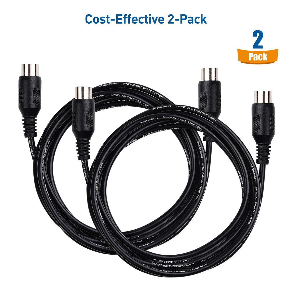 Cable Matters 2 Pack 5 Pin DIN MIDI 5 Pin MIDI Cable Cable, - .9m