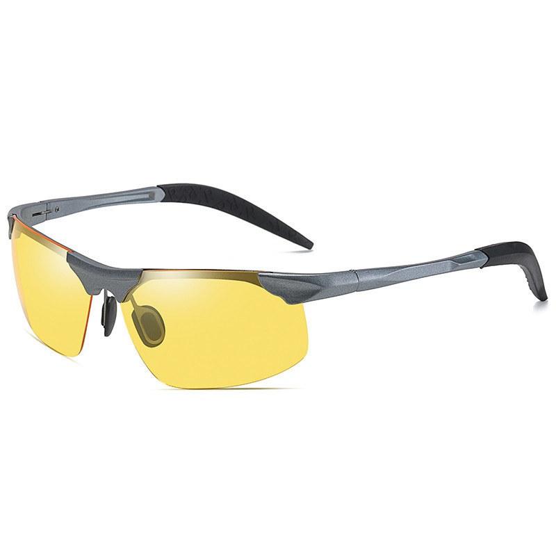 

AORON модные мужские поляризованные солнцезащитные очки ночного видения в классической металлической оправе с антибликовым покрытием UV400, очки для вождения на рыбалке серый