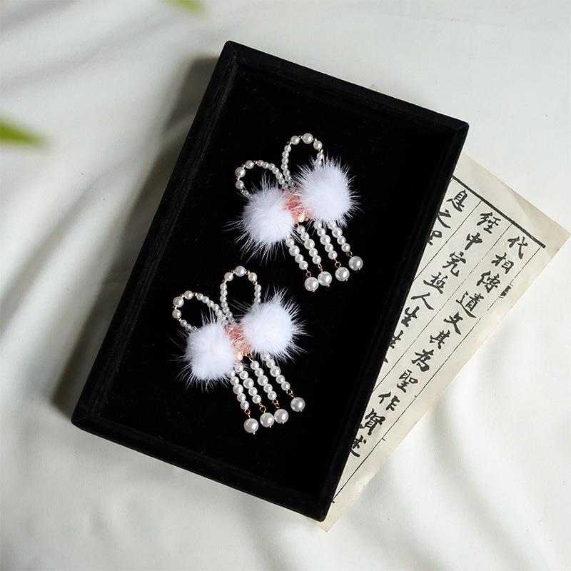 Osmanthus Flauschige Hasenohren Haarspange mit Quasten für Kinder