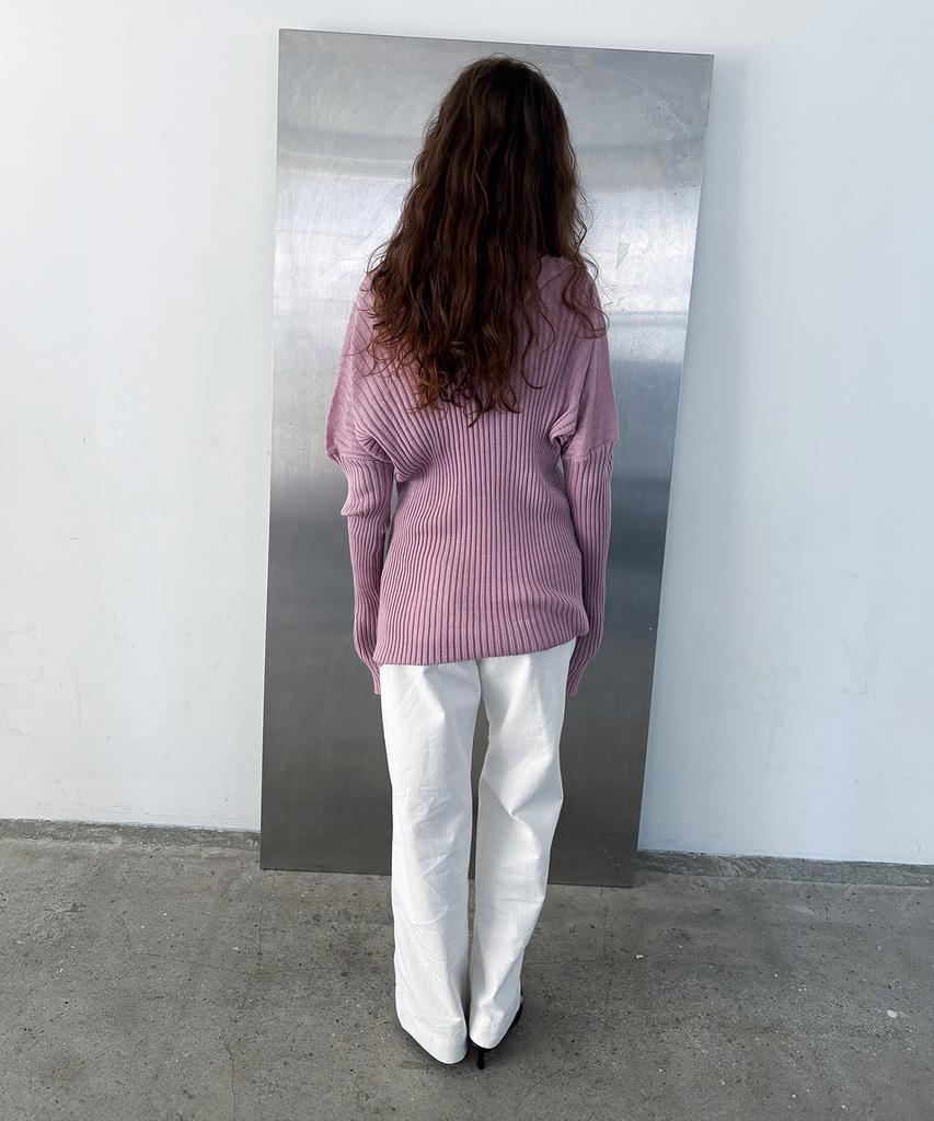 Poeteuseoul Line Ribbed Knit_Orchid Pink