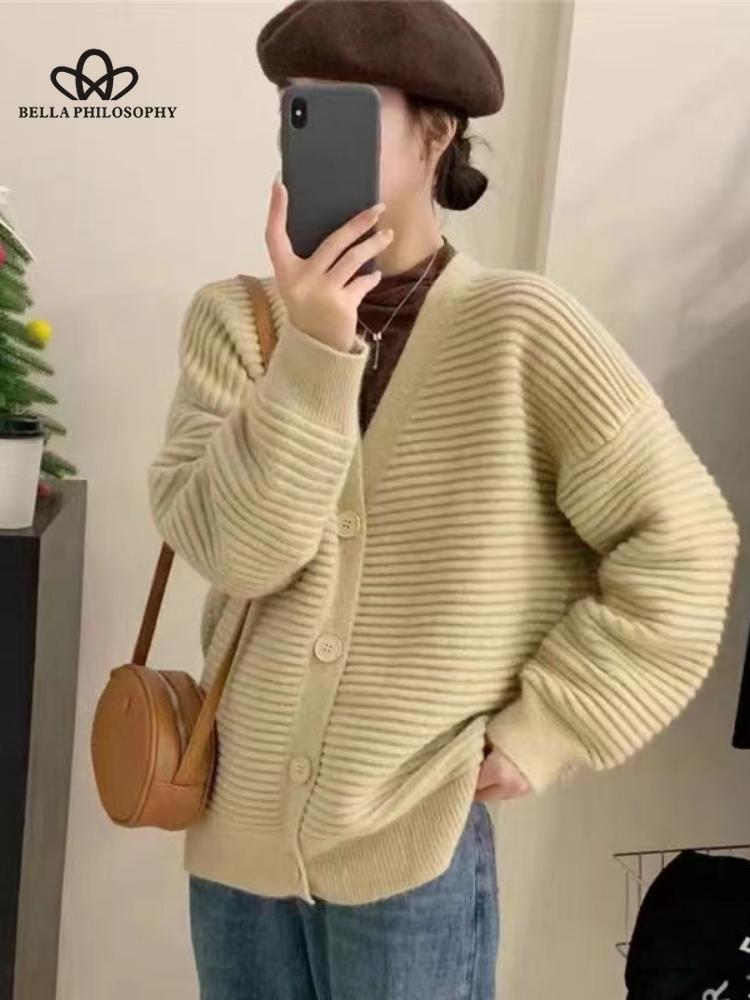 Dámské módní kardigany na podzim a zimu ležérní dlouhé pletené kardigany dámský svetr kabátek kardigany s výstřihem do V Dámské oblečení