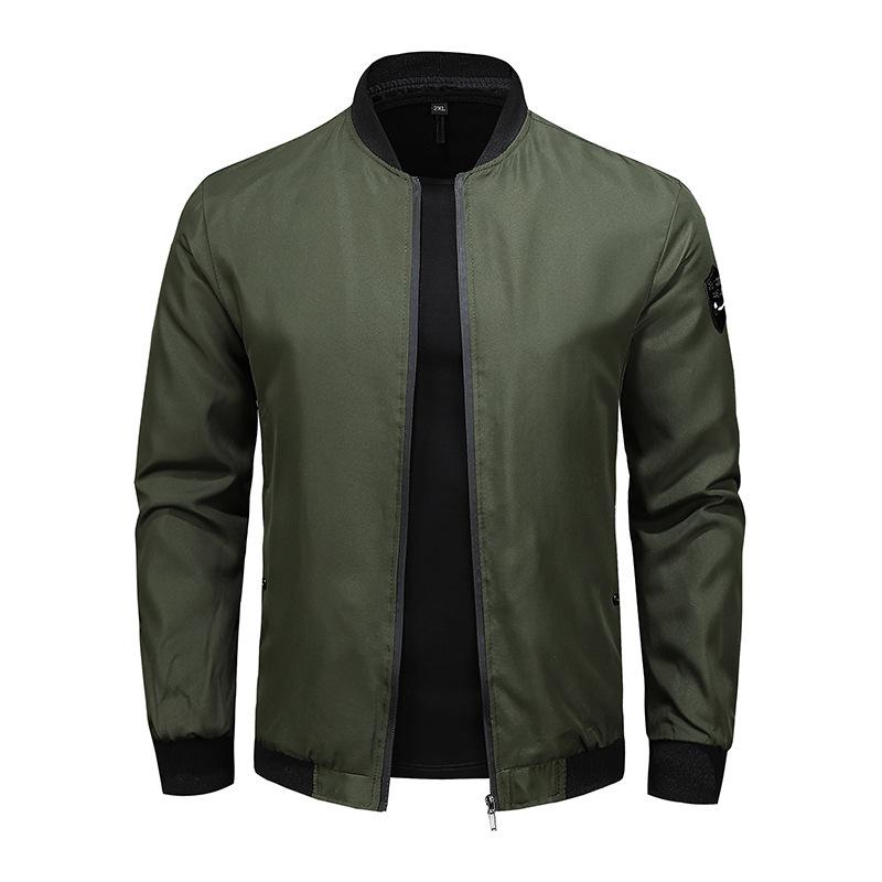New Casual Men's Spring and Autumn Solid Color Stand Collar Zipper Pocket Fashionable Versatile Long Sleeve Jackets