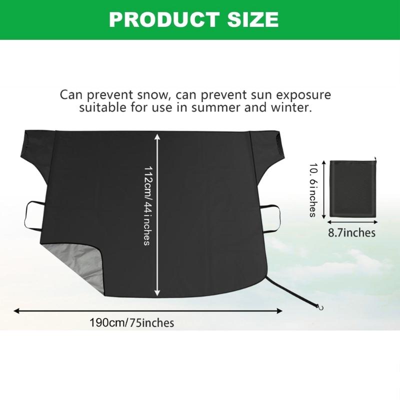 Thick Oxford Fabric All Weather Protective Windshield Guard Cover for Cars with Magnetic Hooks for Snow Frost Sun Defense