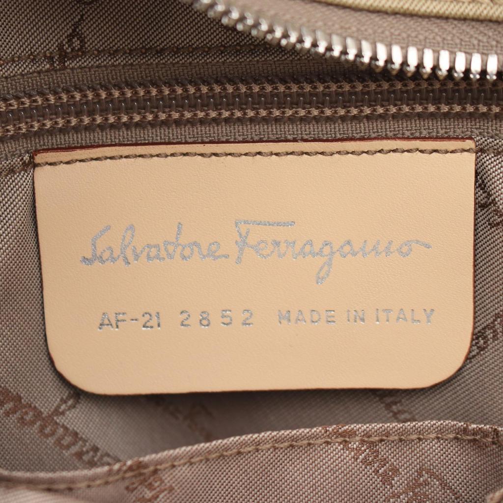 Used Salvatore Ferragamo Gancini Tote Bag Canvas Beige Used Women