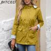 BITCED Autumn/Winter Detachable Hood Trench Coat Plus Size Women's Raincoat