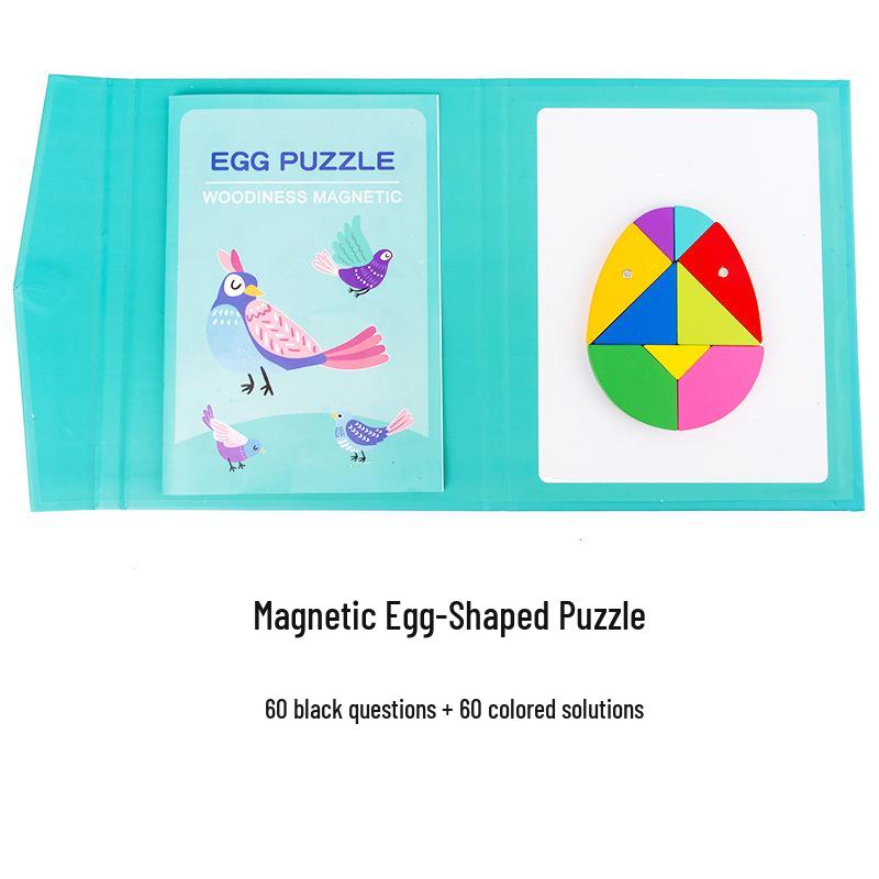 Magnetic Wooden Tangram Puzzle for Early Childhood Education - Brain Development and Teaching Aid for Kids
