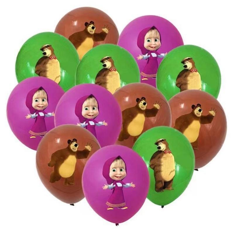 Masha And Bear Birthday Party Decorations Party Tableware Cake Flag Napkin Candy Box Backdrop Balloon Baby Shower Party Supplies
