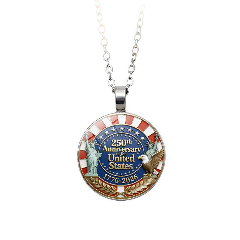 

250th Anniversary Necklace Silvery Liberty Bell Pendant Statue Of Liberty Necklace Scratch-Resistant American Flag Jewelry