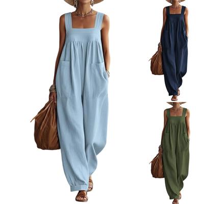 Jumpsuits For Women Sleeveless Spaghetti Strap Womens Jumpsuit Wide Leg With Pockets