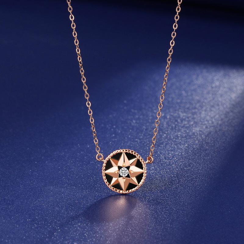 Octagram Compass Retro Style Necklace Girls Jewelry Premium Sense Simple Niche Star Pendant