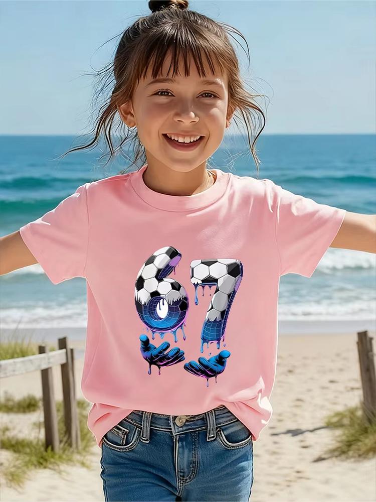 Kids Black 67 Sports Themed TShirt Soft Cotton Everyday Wear for Boys Girlsdf0193