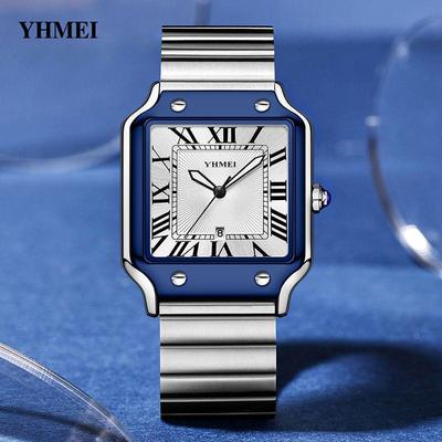Orologio al Quarzo YHMEI Impermeabile Senza Tempo con Cinturino in Acciaio Retrò
