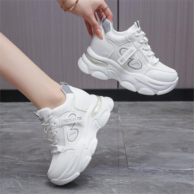 Inner Height Increase Dad Shoes Women 2025 Spring New Korean Version Versatile Sports Shoes Female Students Ins White Shoes Women