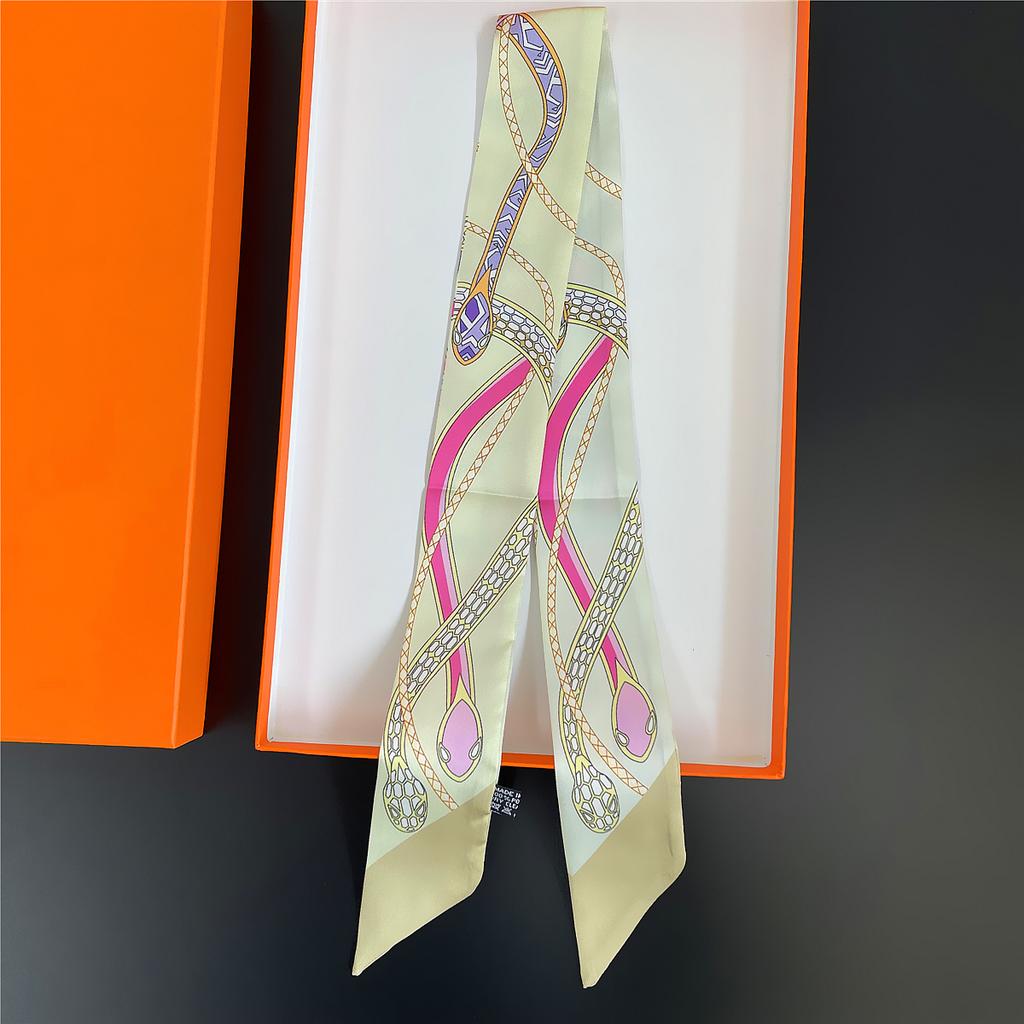 Double Colored Paisley Twill Silk Scarf New Brand Design Luxury Scarf Women Foulard Skinny Bag Scarves Neckerchief Hair Headband