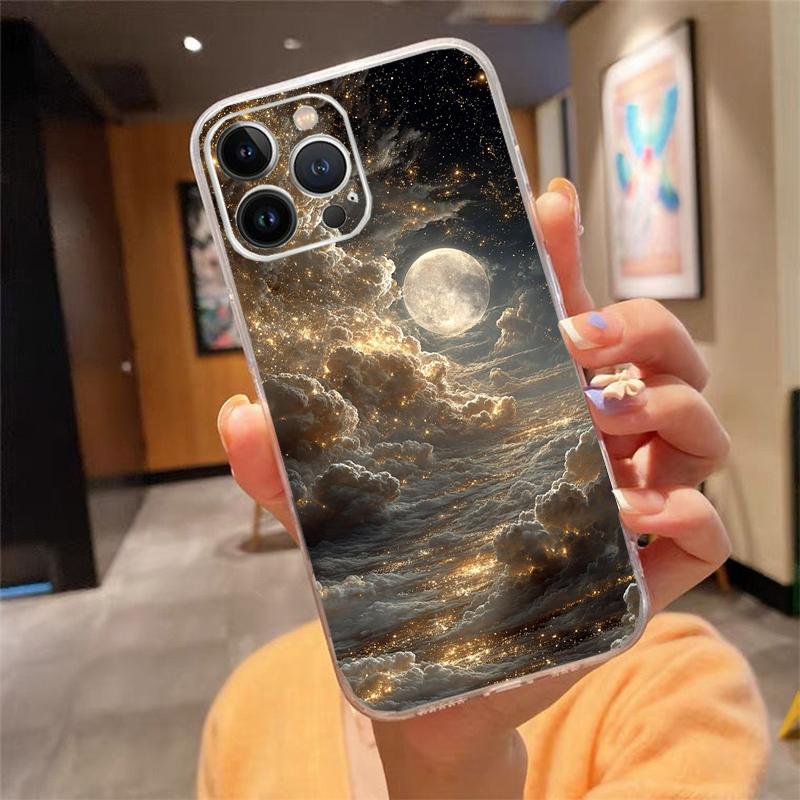 Clound Moon Star Night Phone Case Carcasa Funda For iPhone 17 Pro Max Air 16 15 14 13 Pro Max 15 16 Pro 15Plus Case