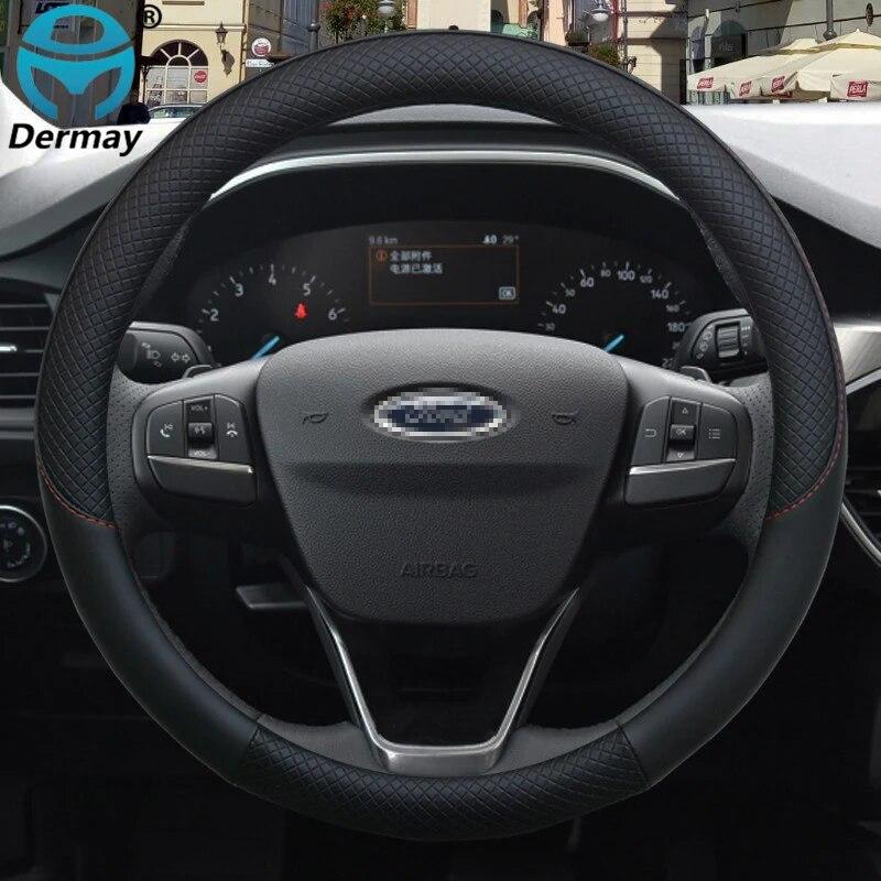 For Ford Escape Kuga I II Van Escape Car Steering Wheel Cover Leather Anti-slip 100% DERMAY Brand Auto Accessories