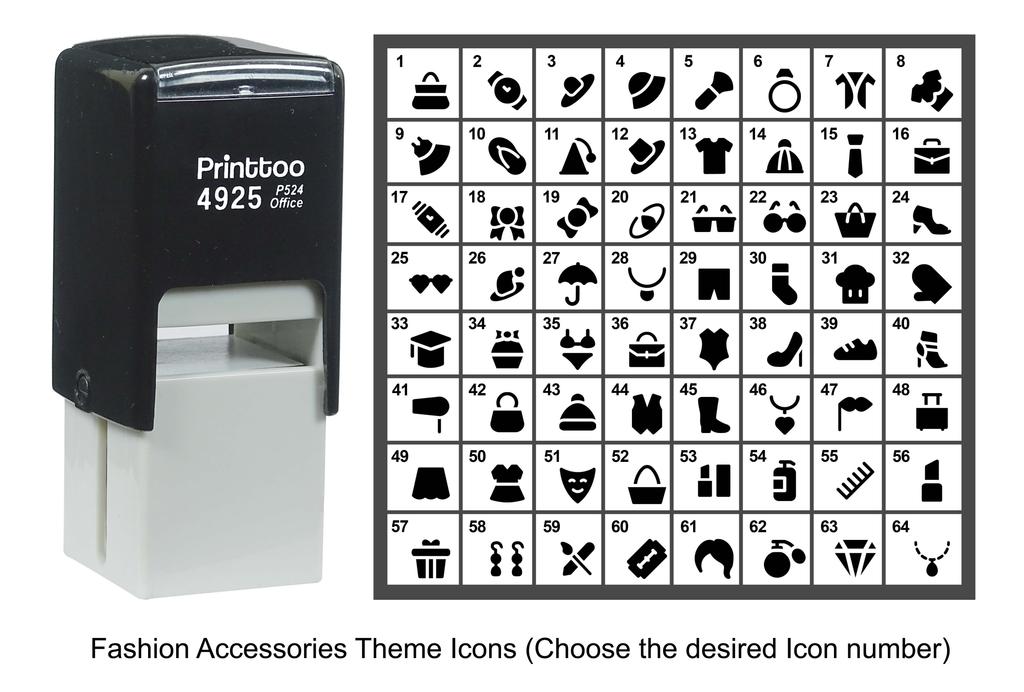 Printtoo Fashion Accessories Icons Rubber Stamp Self Inking Stamper 24 Mm