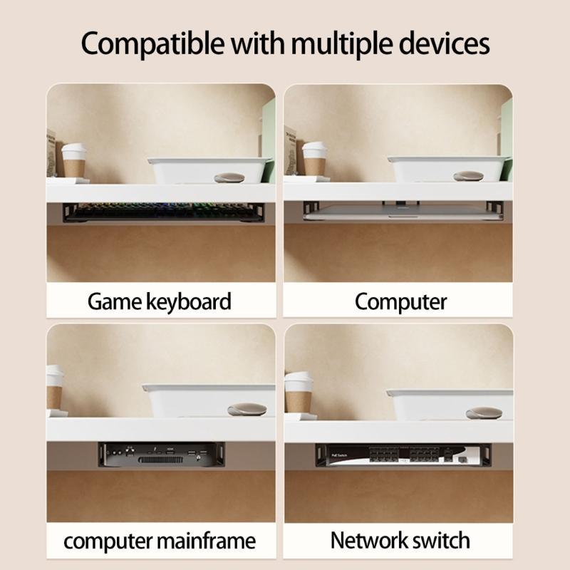 Laptop Mount Holder for Under Desk Stand Space Saving Easy Assembly for 11in to 17Inch Devices Bracket