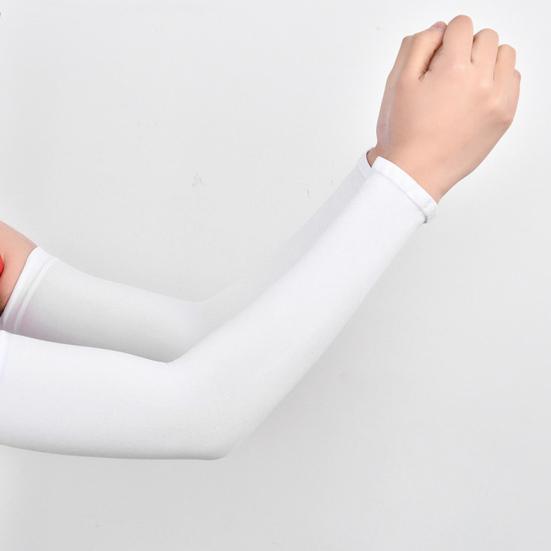 

Unisex Solid Color UV Protection Outdoor Cycling Fingerless Arm Sleeves Cover білий