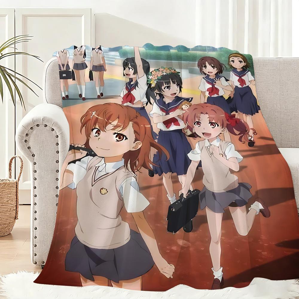 A Certain Scientific Railgun Throw Lightweight 240g Flannel Blanket Soft Skin-friendly for Summer Cooling 75x90cm