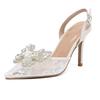Pointed high heels new fashion lace front bag pearl thin heel fashion banquet bag head sandals women