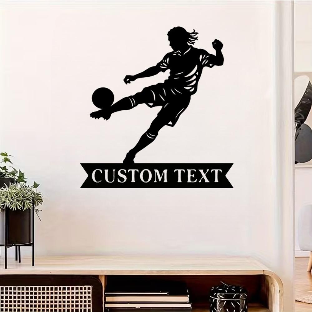 Customizable Soccer Player Wrought Iron Wall Art Modern Home Decor Sports Gift