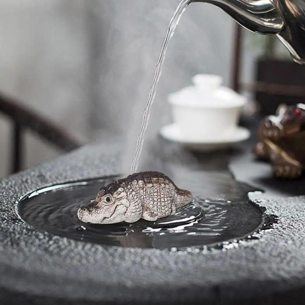 Resin Pet Figurine Lovely Crocodile Miniatures Handmade Pet Model Tea Lovers