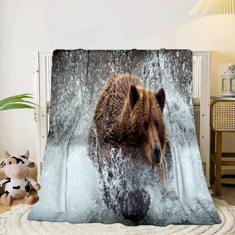Autumnal Bear Family Scene Blanket Flannel Blanket Throw Blanket Sofa Cover Blanket Soft Premium Blanket Picnic Blanket Tv Blanket Gifts