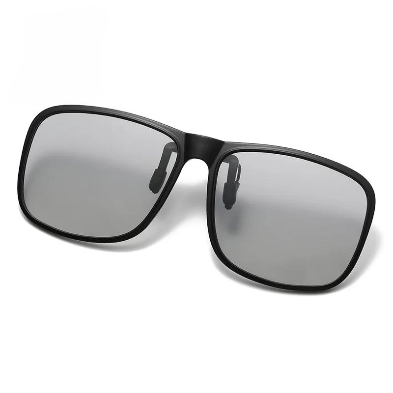 Polarized Sunglasses Square Men Clip on Glasses Flip-up Frames Sunglasses Cover Black Blue Night Vision Color Lens Lentes