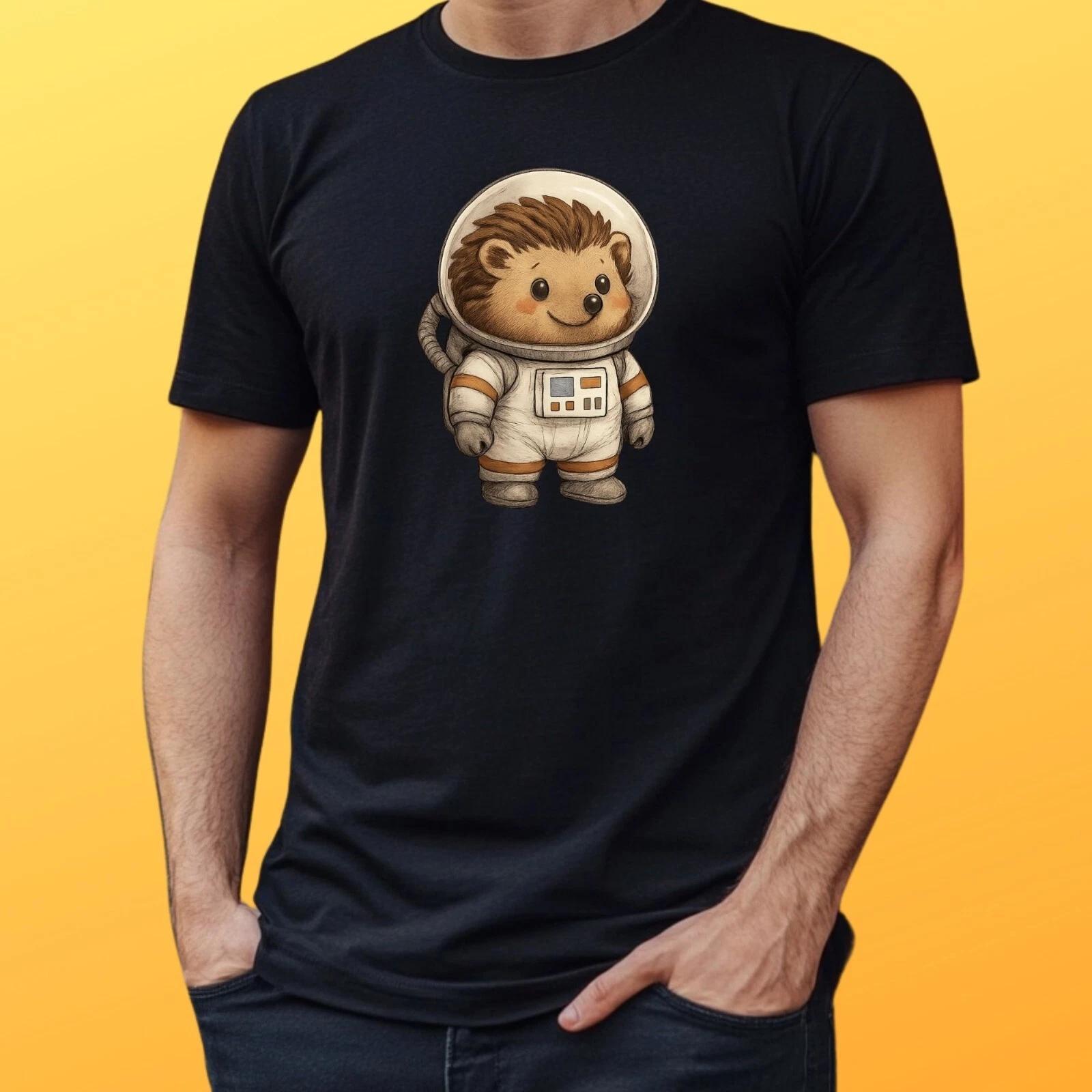 T-Shirt Herren Igel Astronaut Motiv Baumwolle Größe S bis 5XL XL